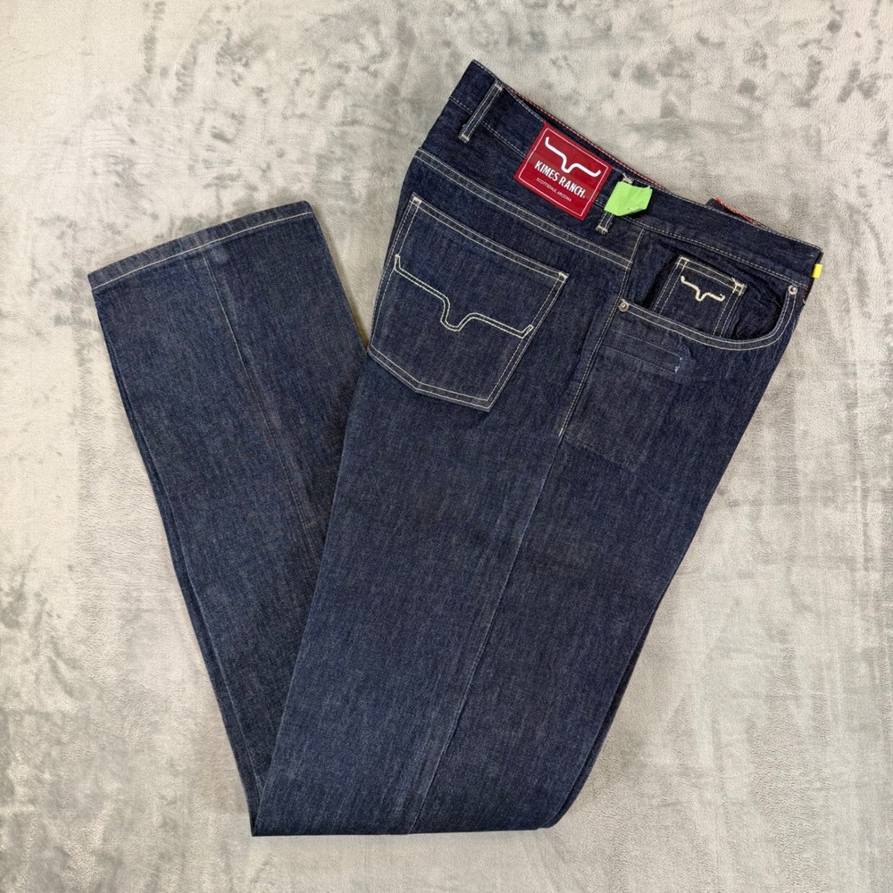 Kimes Ranch James Rigid Jeans Men's 38x38 Blue Dark Wash Denim Starched Western
